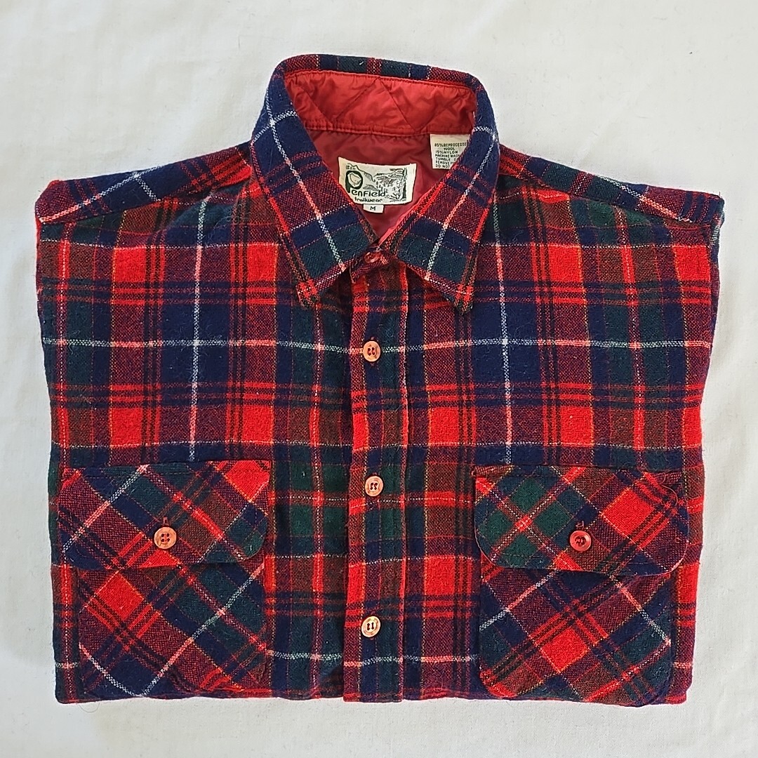 Vintage 70s 80s Penfield Trailwear Wool Blend Flannel Shirt Red 