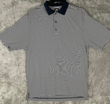 FootJoy Blue Striped Golf Polo Shirt Short Sleeve Stretch Performance Large