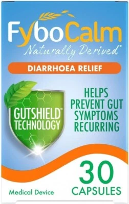 FyboCalm Diarrhoea Relief, 30 Capsules, Long Lasting Relief (8208)