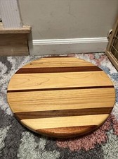 Crest Wood Turntable Rotating Condiment Serving Tray Hand Made In USA 15"