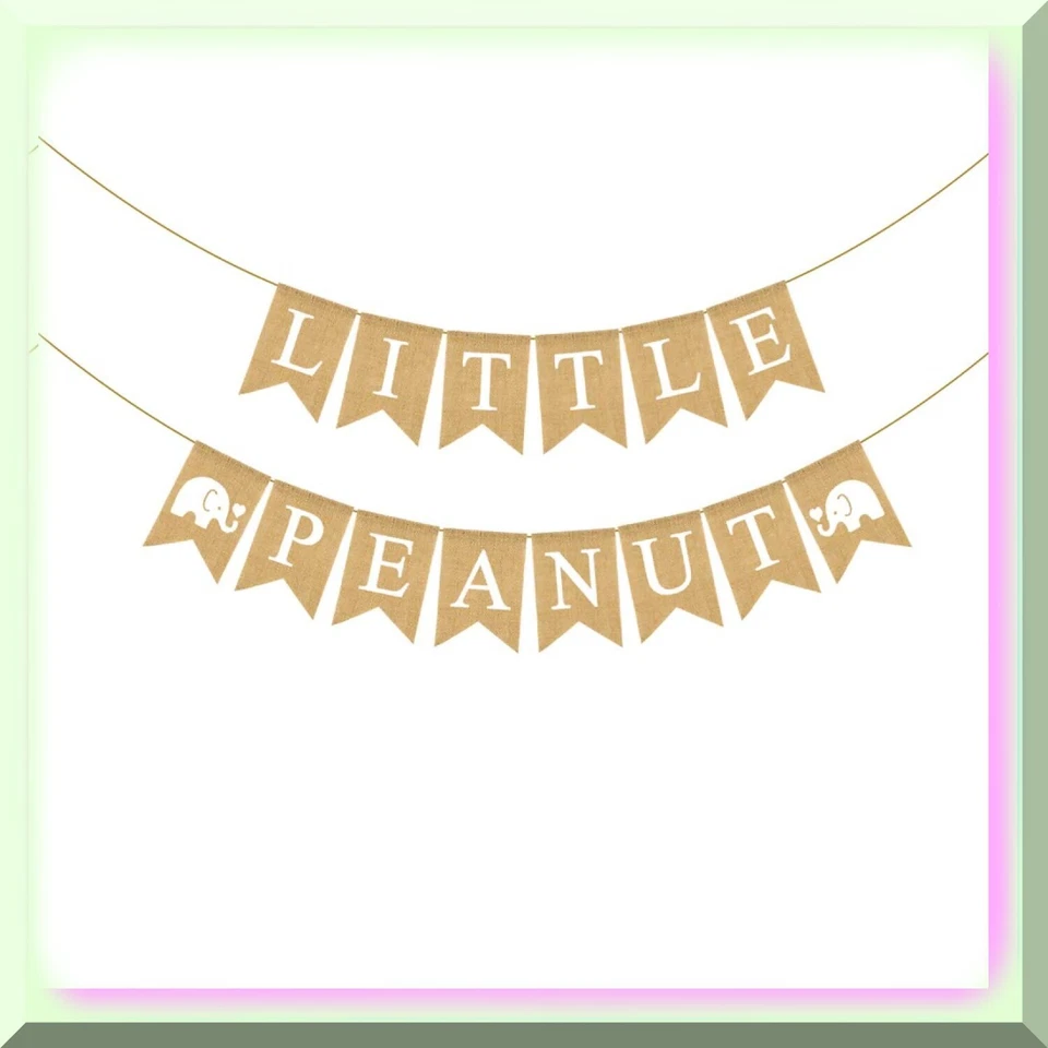 Peanut Pachyderm Bash: pancarta de arpillera de yute para baby shower, revelación de género y elefante Foto 2 de 4