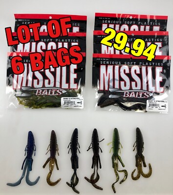 LOT OF 6 BAGS - Baby D Stroyer  5 Twin Tail Ribbed Creature Bait For Bass  | eBay