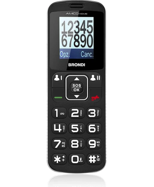 BRONDI AMICO HOME CELLULARE GSM PER ANZIANI TASTI GRANDI DUAL SIM NERO - Immagine 3 di 4