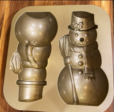 Williams Sonoma 3D Snowman Cake Pan Nordic Ware Metal 10 Cups 2.6 Liters