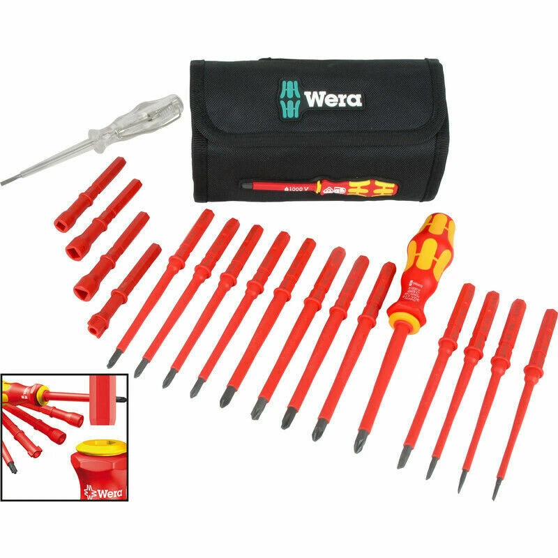 Wera Kompakt VDE Interchangeable Blade Screwdriver Set Pouch Voltage Tester