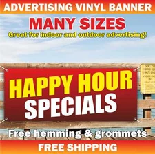 HAPPY HOUR SPECIALS Advertising Banner Vinyl Mesh Sign Bar Buffet Breakfast Food