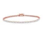 10K Real Rose Gold Certified 3 Ct Round Lab Grown Diamond Tennis Womens Bracelet