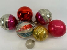 Vintage Lot 7 Christmas Tree Ball Ornaments Shiny Brite Japan Premier USA