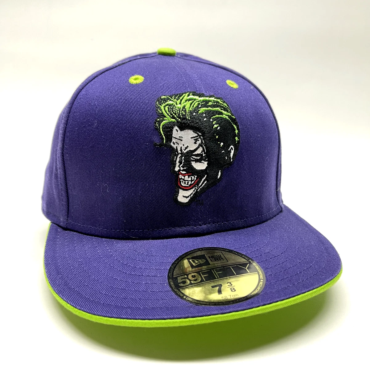 New Era 59FIFTY The Dark Knight Joker Hat Purple Lime 7 3/8