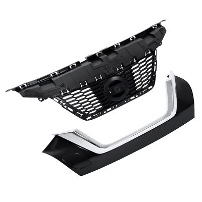 Front Upper Grille +Lower MoldingTrim For 2020-2022 Nissan Versa SV SR Sedan