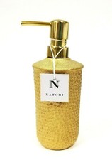 NEW NATORI METALLIC GOLD TEXTURED CERAMIC SOAP DISPENSER,SHINY GOLD PUMP