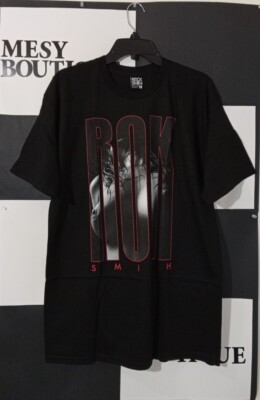 Rocksmith Mens T-Shirt Logo Print Breastasis  Solid Color Black Sz Large