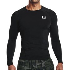 Under Armour HeatGear Armour Mens Compression Top Black Long Sleeve Gym Excerise