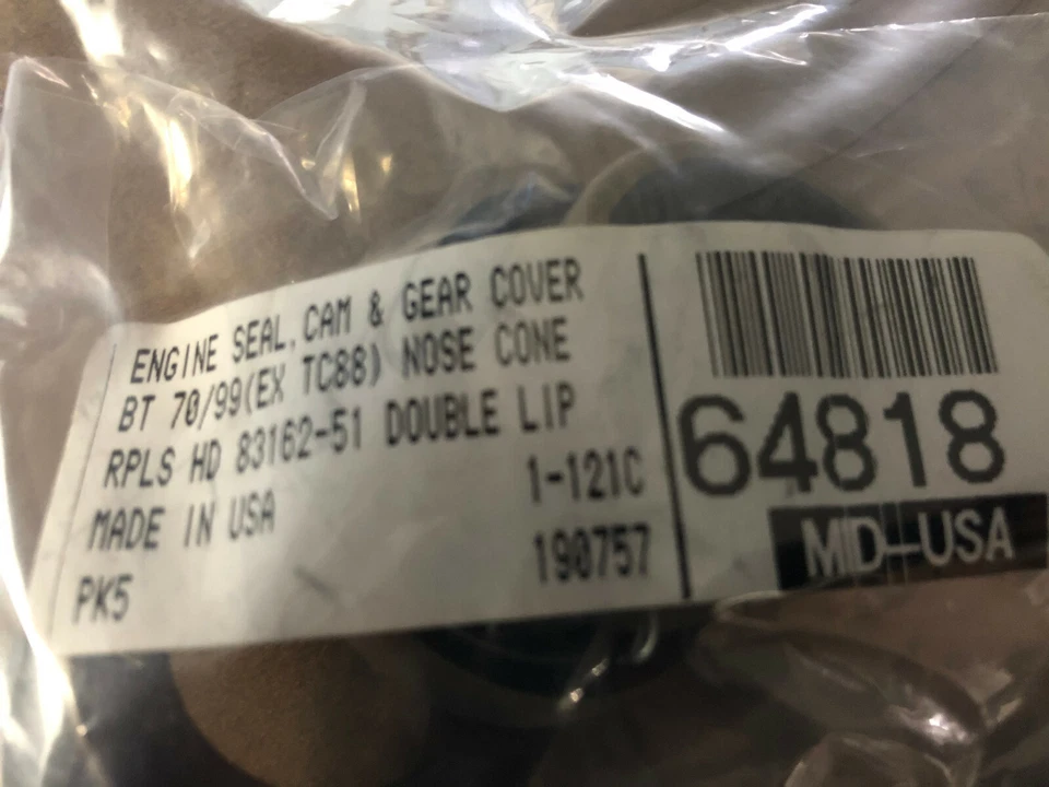 кулачковый и редукторный двигатель уплотнение носового конуса БОЛЬШОЙ ДВОЙНОЙ (EX.TC88) 1970-99 DBL КРОМКА 83162-51 - Изображение 3 из 3