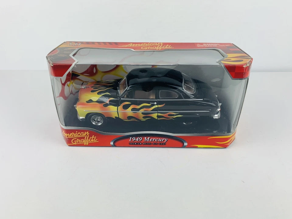 MOTOR MAX 1949 MERCURY AMERICAN GRAFFITI BLACK WITH FLAMES 1/24 DIECAST - Image 2 of 4
