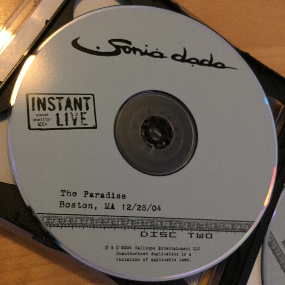SONIA DADA INSTANT LIVE THE PARADISE BOSTON, MA 3 CD SET 2004 12/28/04 VERY RARE Foto 4 de 4