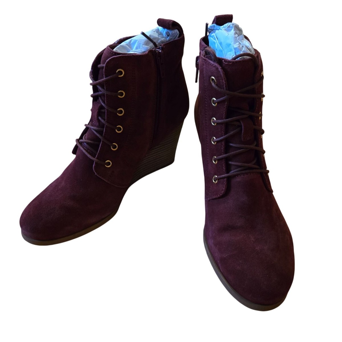 NWT/NWOB Diba Blake Suede Leather Wedge Heel Ankle Boots Size