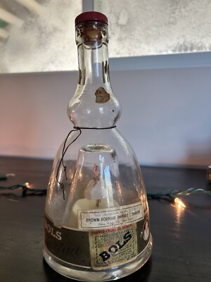 VTG Bols Ballerina Glass Bottle White Dress Music Box Creme De