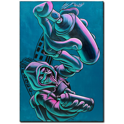 Acryl Bild Gemälde Modern Mann Sprayer Abstrakt Streetart Blau Original NOVAARTE