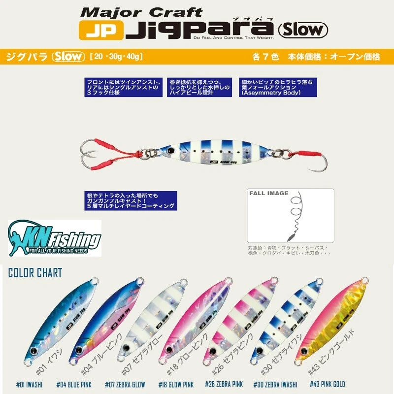 MAJOR CRAFT JIGPARA SLOW Shore Jigging Japón 10gr 15gr 20gr 30gr 40gr Foto 2 de 2