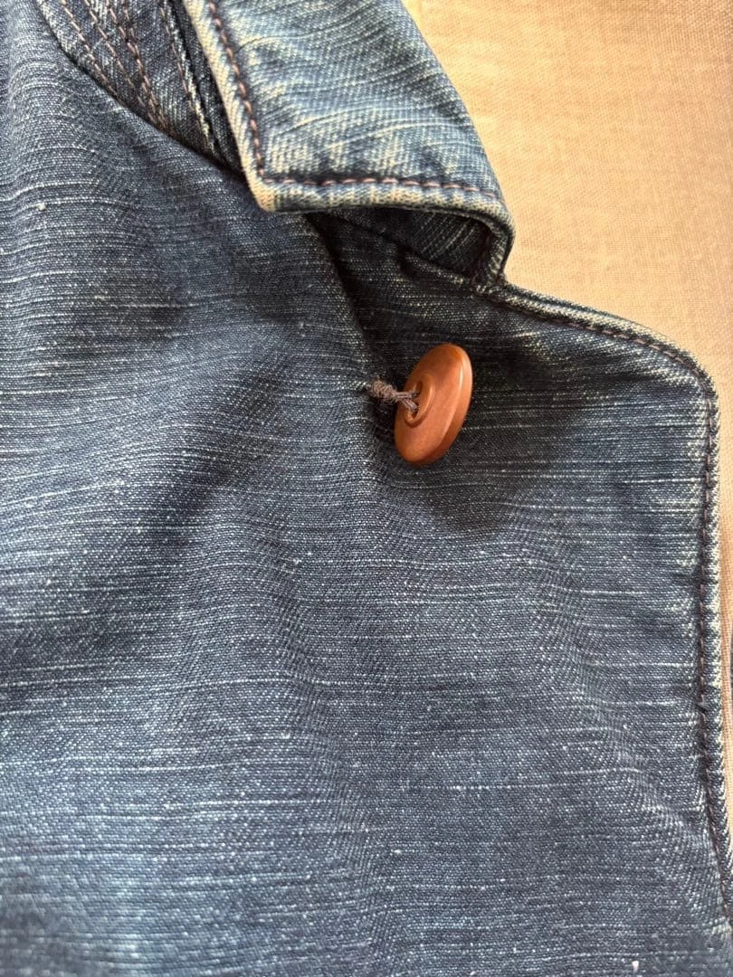 45R 45rpm R-by45rpm Indigo Coverall Jacket Denim Work Coat Size L Vintage Japan - product detail image 7
