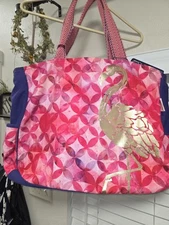 NEW WITHOUT TAGS Paul Brent Sun n Sand Pink/Gold Flamingo Island Tote $58 Retail
