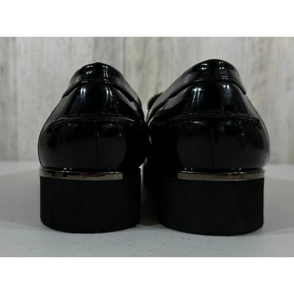 Mocasines Franco Sarto Penny para mujer charol negro imitación cuero talla 7,5 Foto 4 de 4