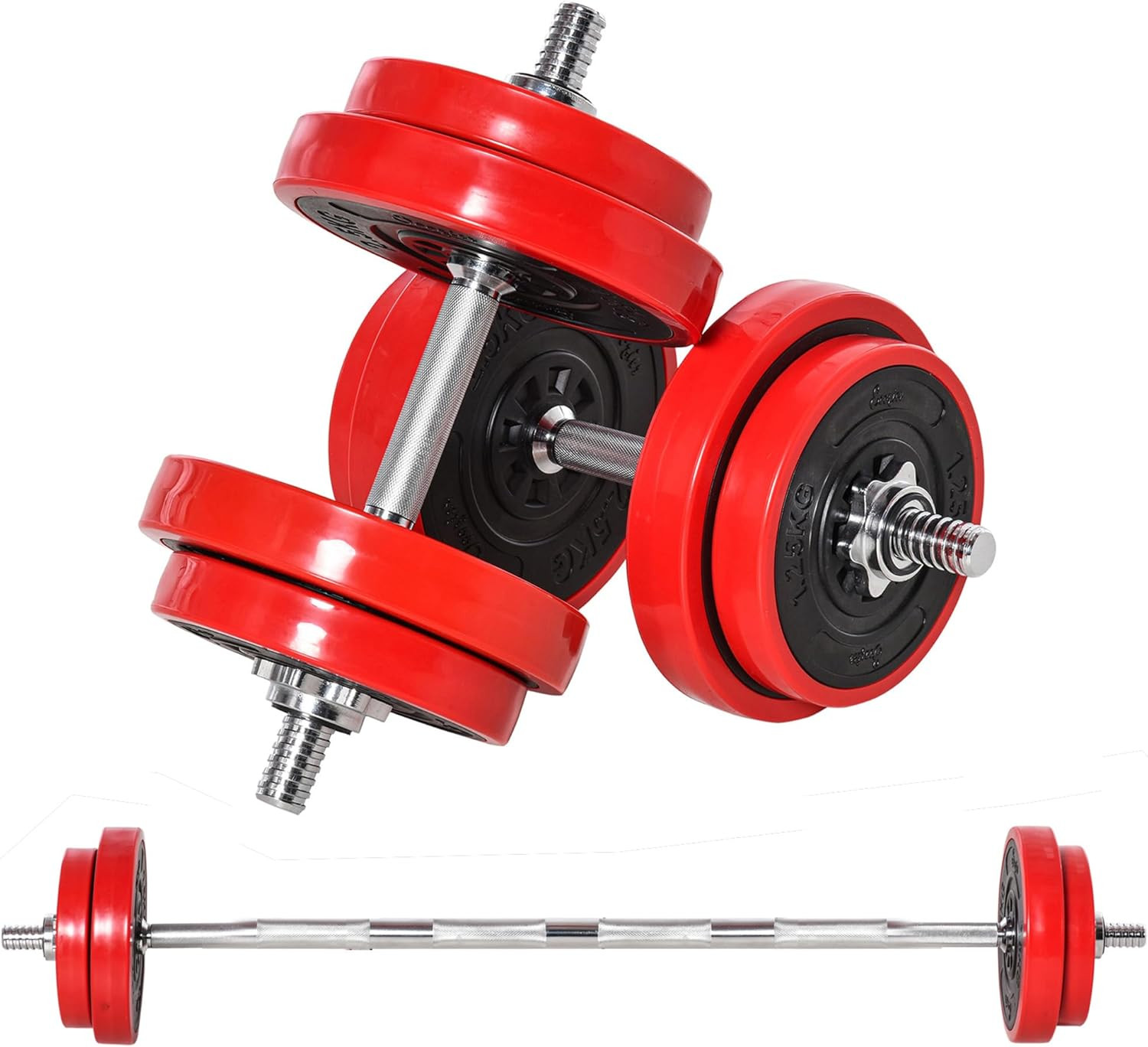 Set Di Manubri Pesi 2 in 1 Da 20/30Kg, Dischi Con Rivestimento in Plastica Antig