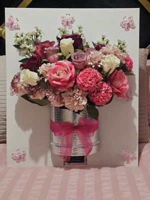Artificial Glittered Floral canvas Bouquet