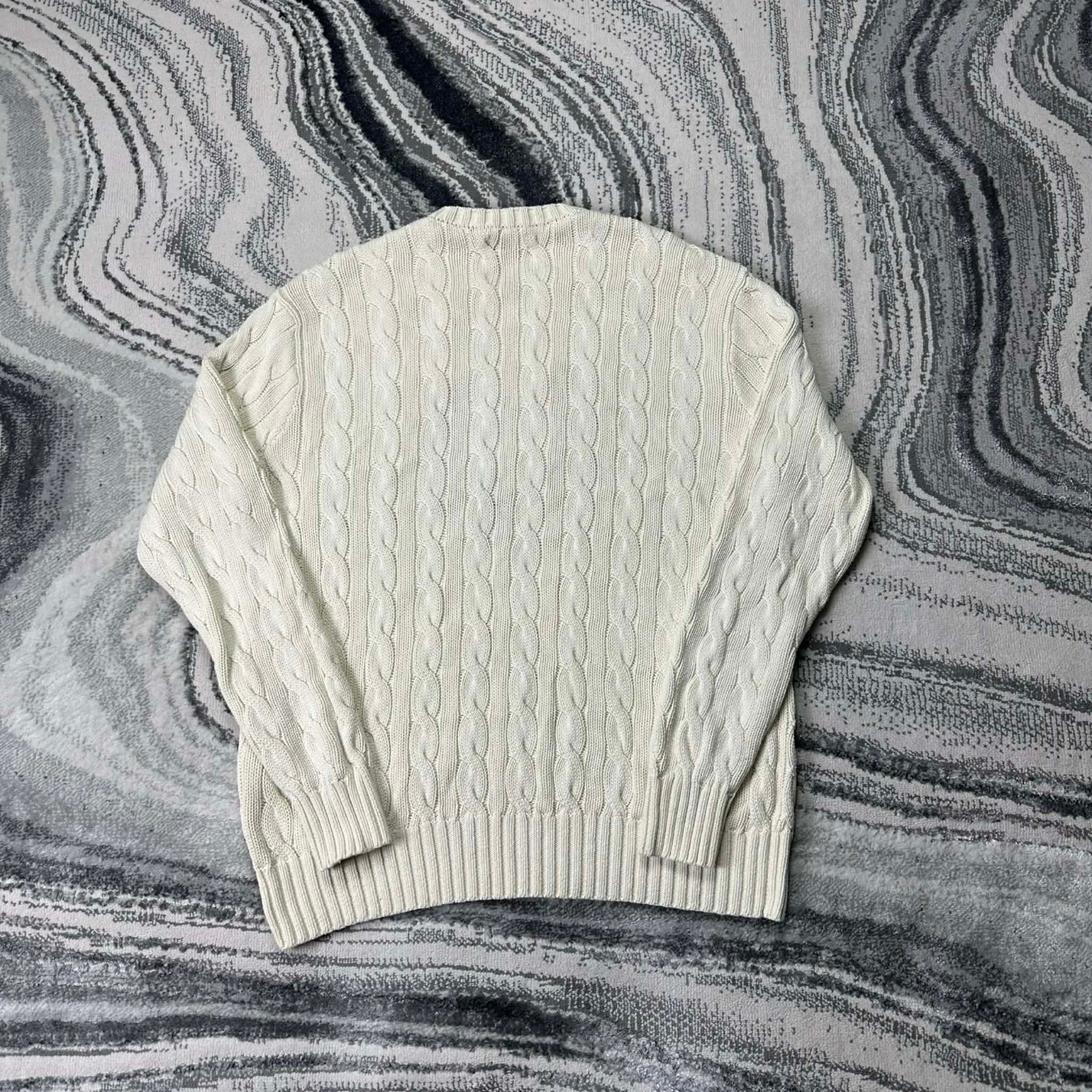 Vintage Ralph Lauren Polo Heart Cream Oversized Sz S Crew Neck Cable Knit Jumper image 8