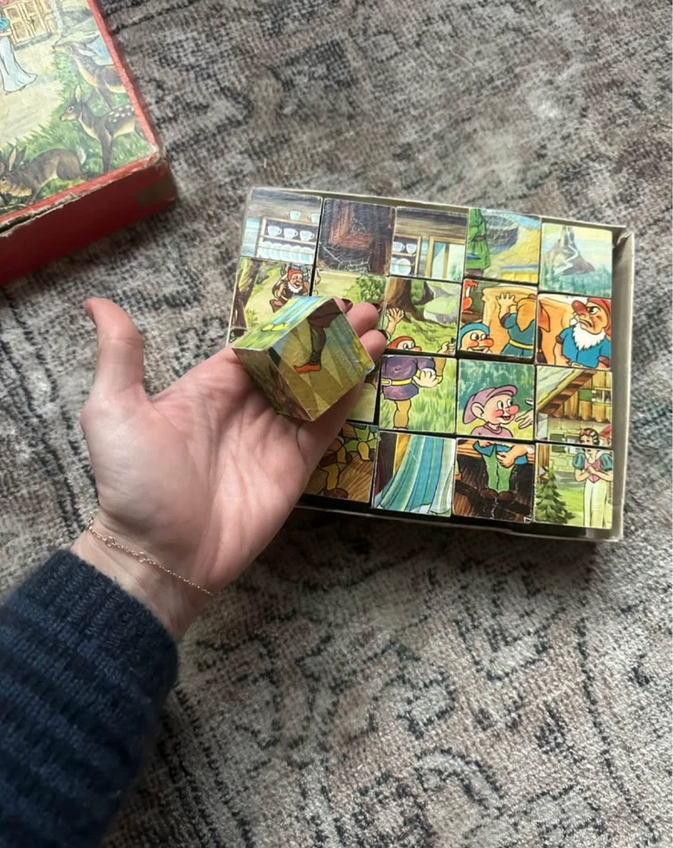 Bloques de rompecabezas de madera vintage de Disney - Blancanieves años 30 Walt Disney coleccionable T Foto 3 de 4