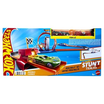 Hot Wheels Stunt Tracks Mega Rally Set Auto Bausatz + 2 Autos NEU