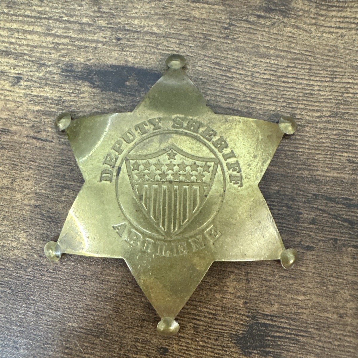 Fox Stamp Vintage Solid Brass Abilene Deputy Sheriff Badge Solid