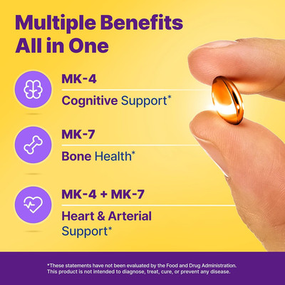 Full Spectrum Vitamin K2-90 Softgels with 600 mcg of Trans Form MK7 and MK4 - Su