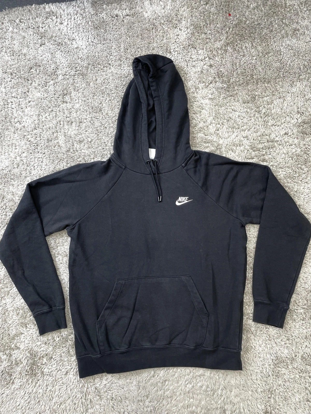 Nike Hoodie Mens Medium Black Pullover Fleece Swoosh Kangaroo Pocket BV4124-010