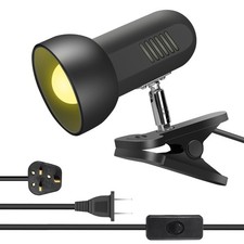 Desk Lamp 360 Rotation Clip on Portable Book Reading Light Clamp Black