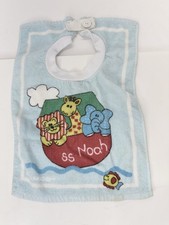 Vintage 1998 Hamco Baby Bib Blue Noah s Arc Ss Noah Lion Giraffe Elephant