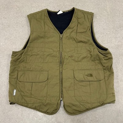 The North Face Quilted Vest Mens Green Full Zip Sleeveless Wind Resistance