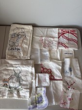 Vintage Embroidered Squares Cloth Napkins Tea...