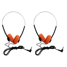 Rosojodg 2Pcs Orange Retro On-Ear Headphones,Wired Stereo Headphones, Walkman