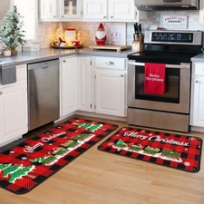 Christmas Kitchen Rugs and Mats Set 2 PCS , Merry Christmas Indoor Floor Mat...