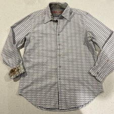 Robert Graham Shirt Mens Size Large Flip Cuff Embroidery Long Sleeve Button Up