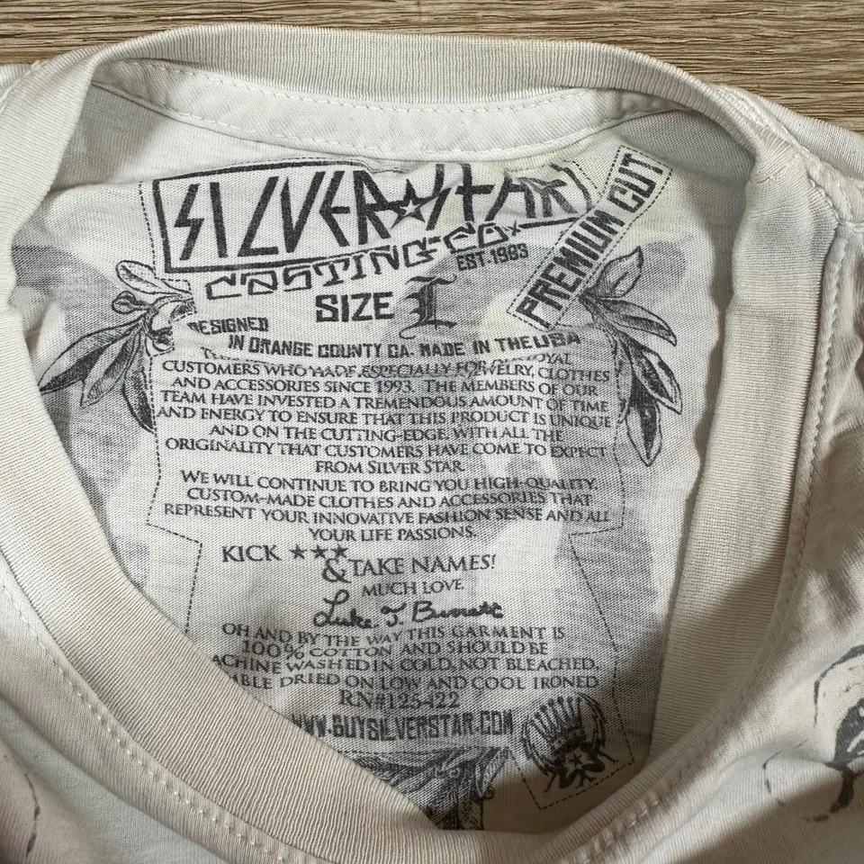 Camiseta Silver Star Hombre Talla L Blanco Estampado Gráfico Foto 3 de 4