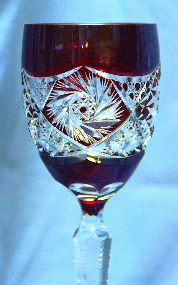 Weinglas Römer Bleikristall geschliffen, Schleuderstern, Goldrubin, 21,5 cm - Bild 3 von 4