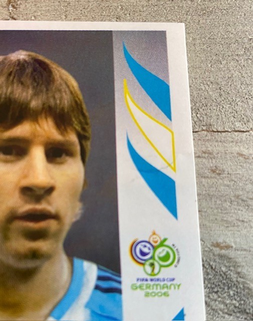 2006 Panini World Cup Album Stickers Lionel Andres Leo Messi Rookie #185 -Crease view 3