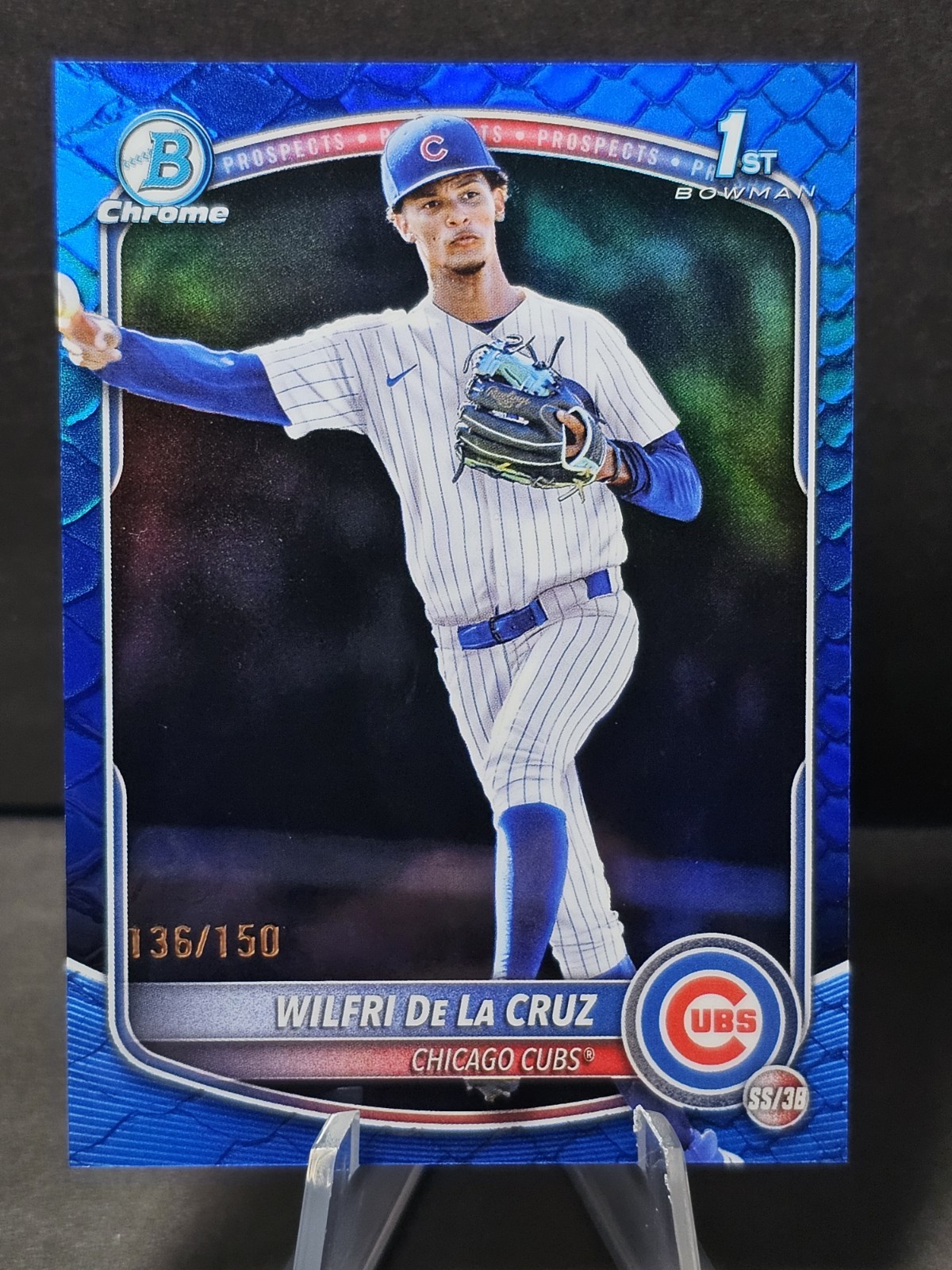 2025 Bowman Chrome Wilfri De La Cruz #BCP-209 1st Bowman Blue Reptilian Ref /150