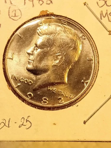 1982 kennedy half dollar no "FG" MS/BU/Over polished Die.