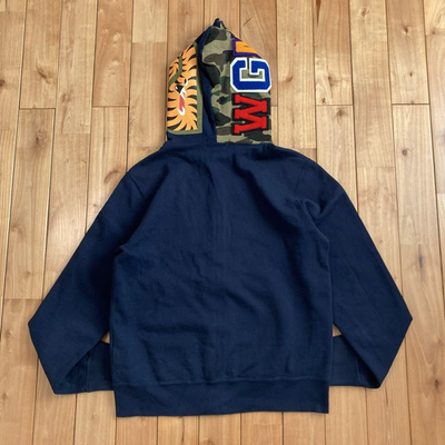 BAPE 1st Camo Green x Navy Shark Full Zip Hoodie NIGO A Bathing