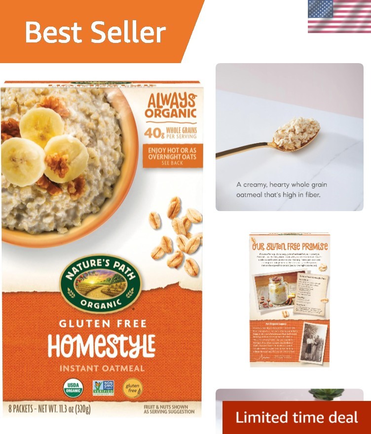 Organic Gluten-Free Instant Oatmeal, 11.3 oz Pack of 8 Convenient Servings