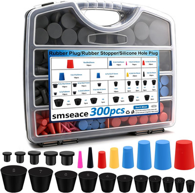 300Pcs Rubber Plug/Silicone Hole Plug/Solid Rubber Stoppers 3-Type 24-Sizes High